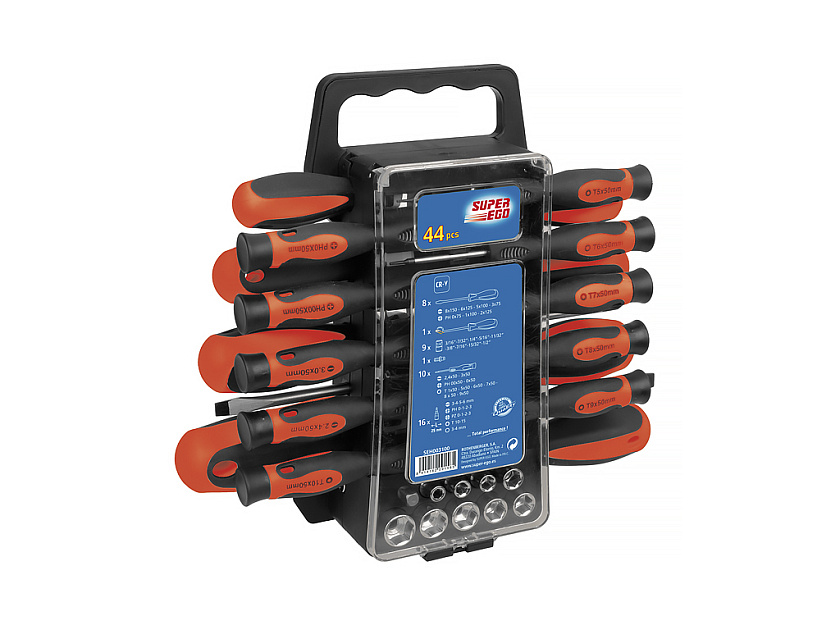 Набор отверток, бит и накидных головок Super-Ego (44 шт.)