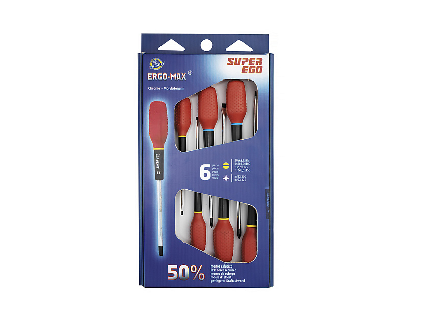 Набор отверток Super-Ego ERGO MAX Pozidriv (6 шт.)