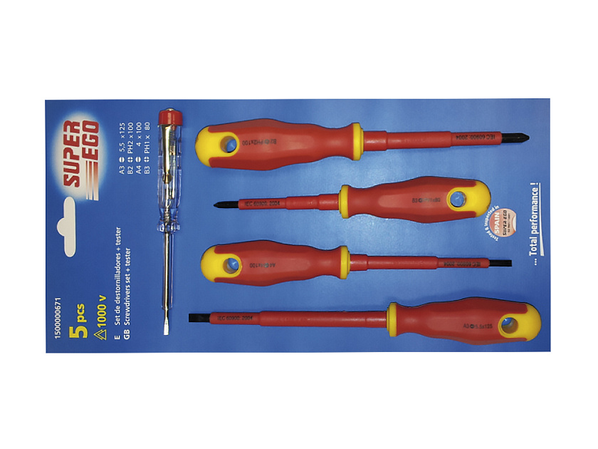Набор диэлектрических отверток Super-Ego с тестером (4 шт.)